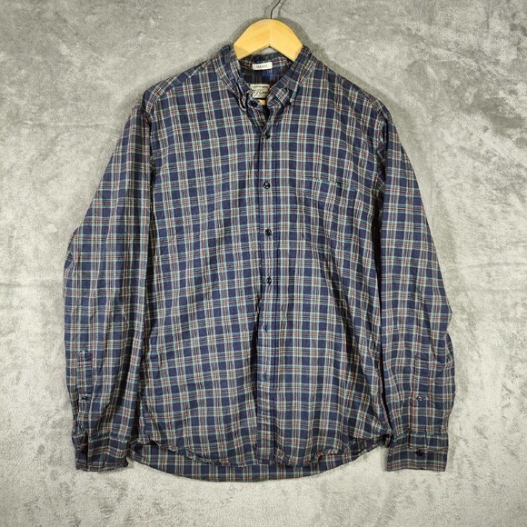 J Crew Shirt Mens Large Plaid Button Down Blue Long‎ Sleeve Classic Fit - Picture 1 of 6
